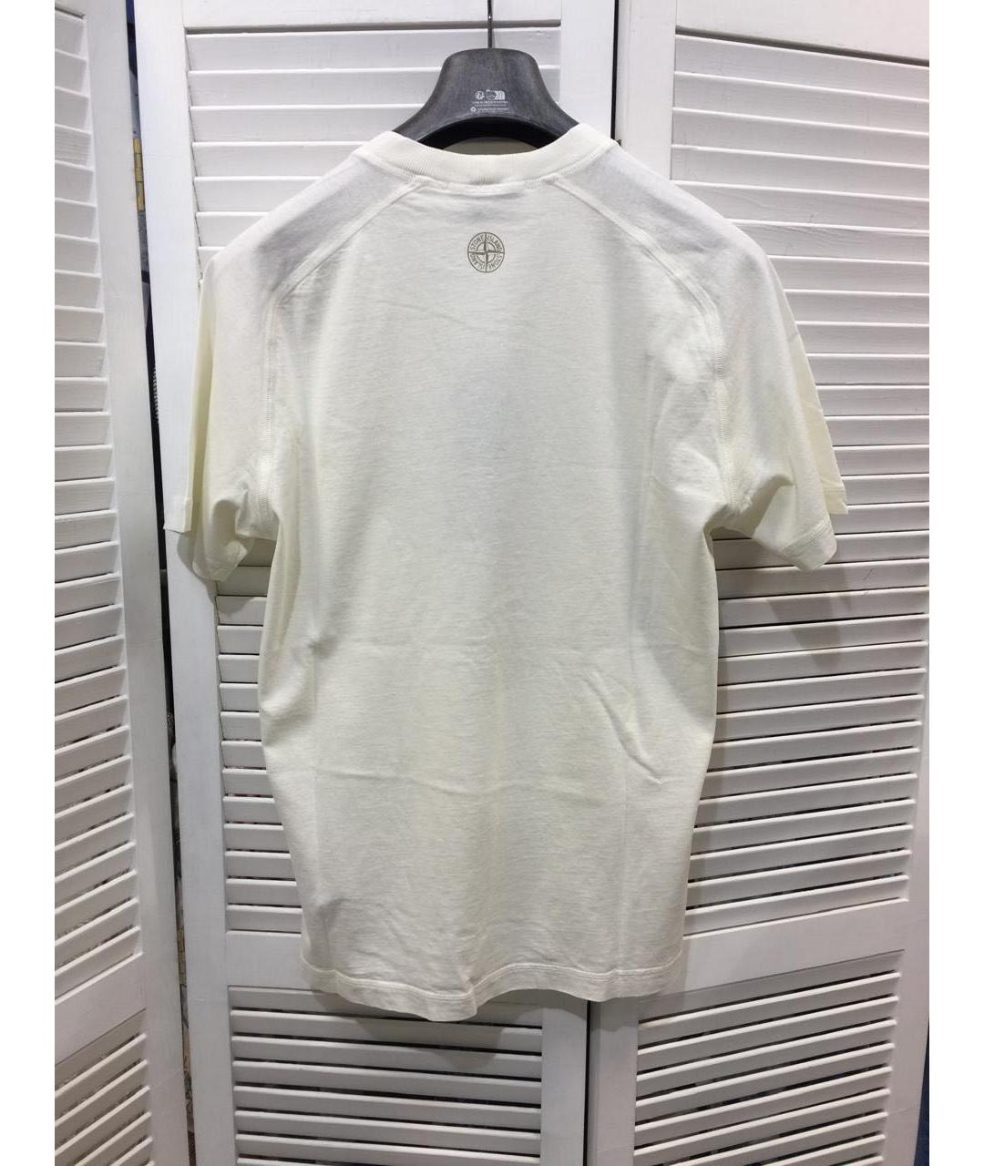 STONE ISLAND Бежевая хлопковая футболка, фото 2