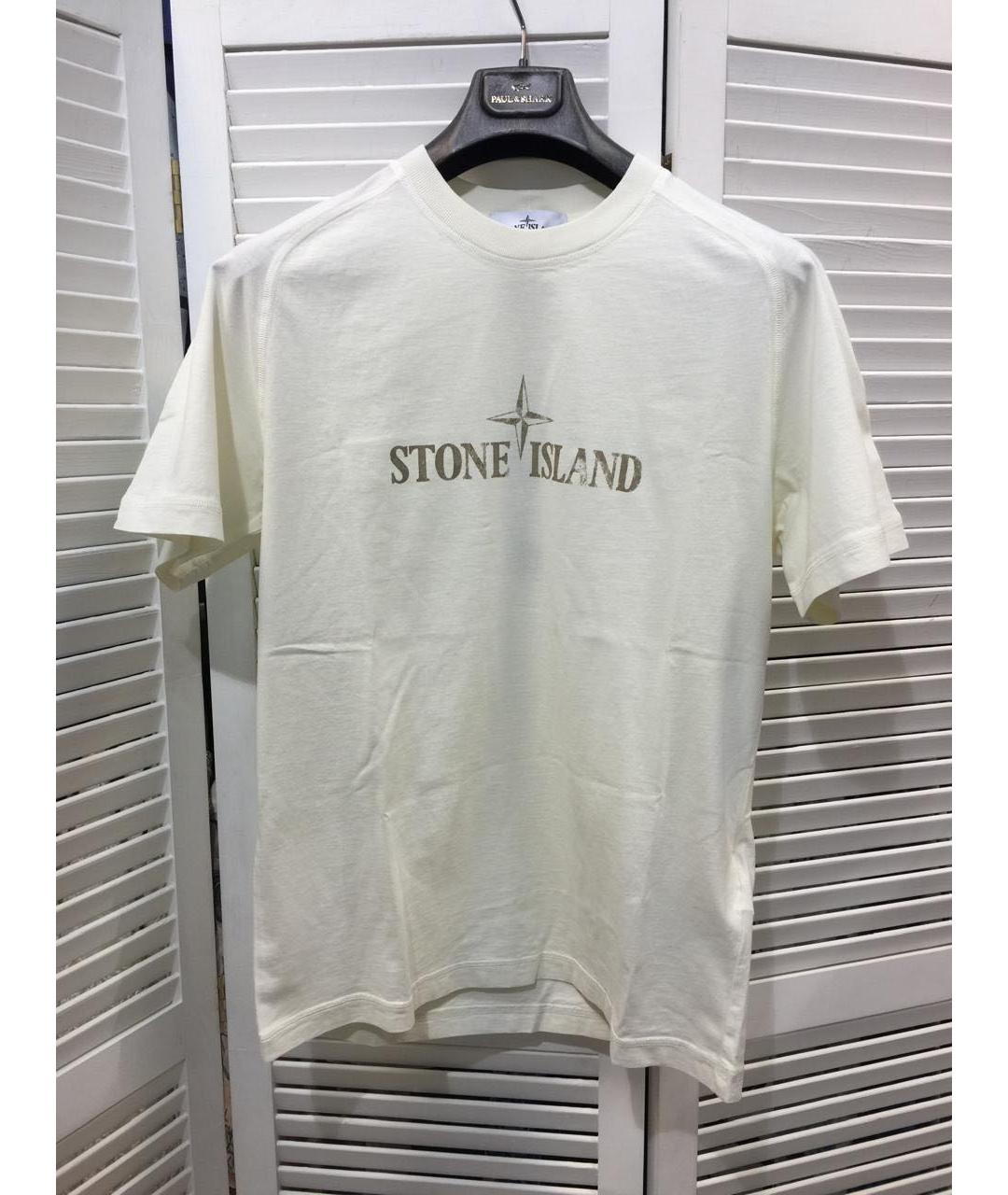 STONE ISLAND Бежевая хлопковая футболка, фото 7