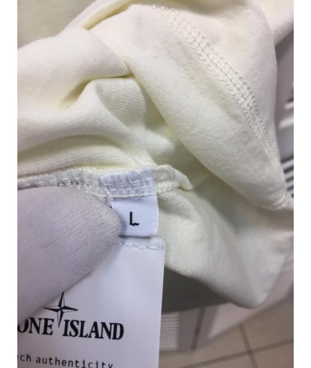 STONE ISLAND Бежевая хлопковая футболка, фото 5