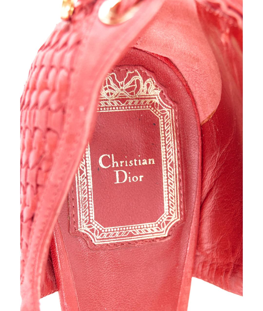 CHRISTIAN DIOR Красные кожаные босоножки, фото 5