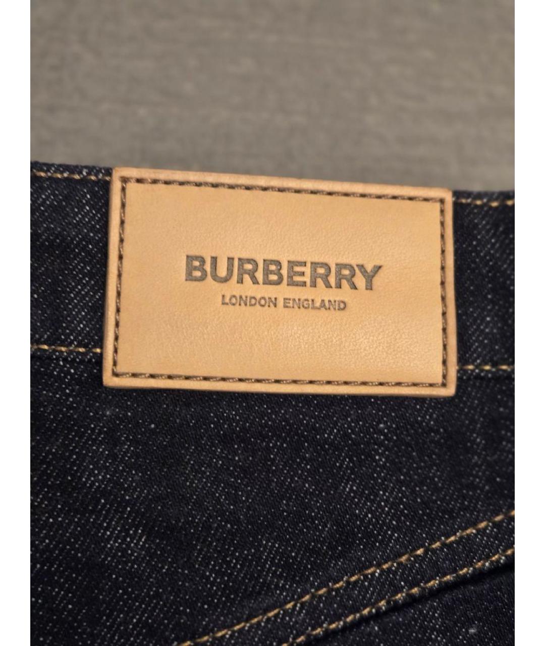 BURBERRY Темно-синие хлопко-эластановые прямые джинсы, фото 4
