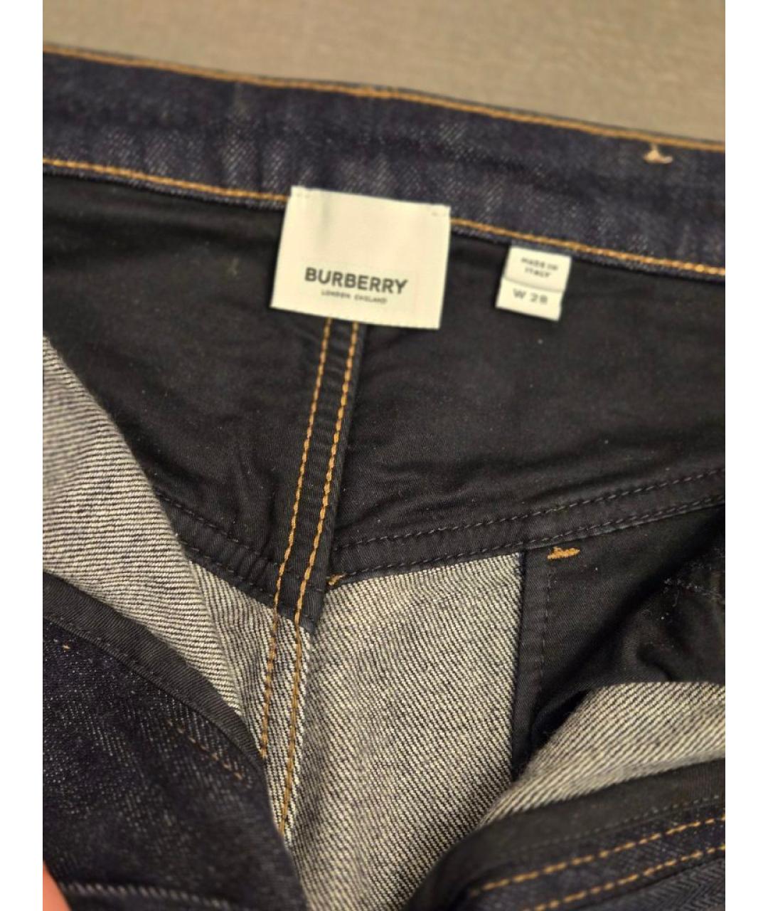 BURBERRY Темно-синие хлопко-эластановые прямые джинсы, фото 3