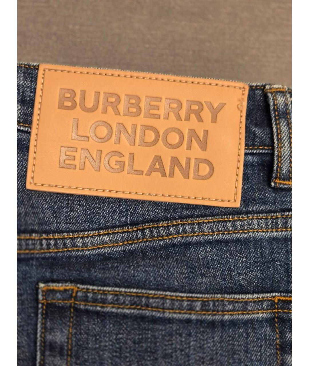 BURBERRY Синие хлопко-эластановые прямые джинсы, фото 4