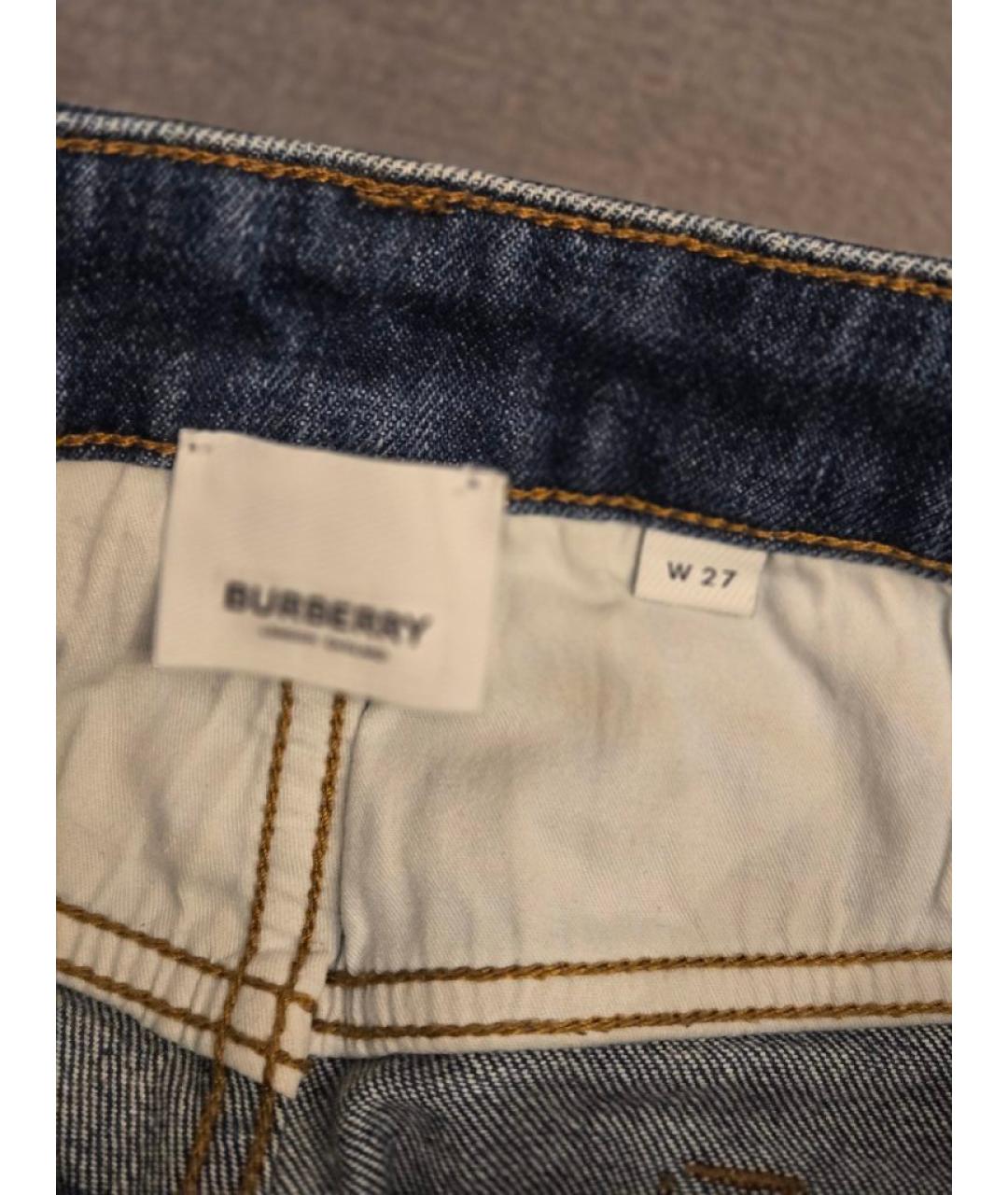 BURBERRY Синие хлопко-эластановые прямые джинсы, фото 3