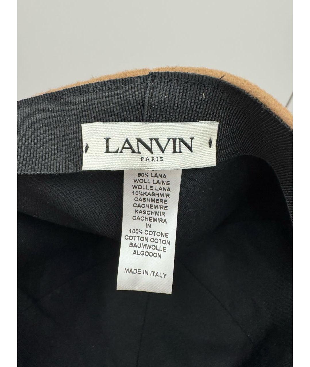 LANVIN Коричневая шерстяная кепка, фото 5