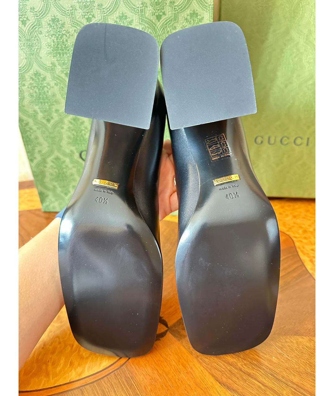 GUCCI Черные кожаные туфли, фото 5