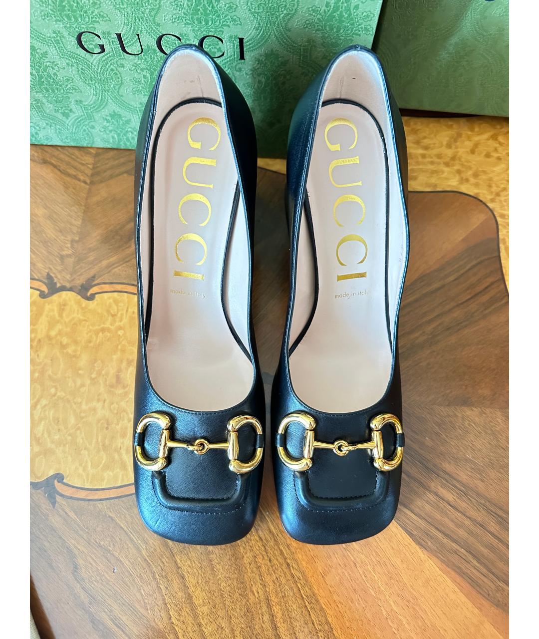 GUCCI Черные кожаные туфли, фото 2