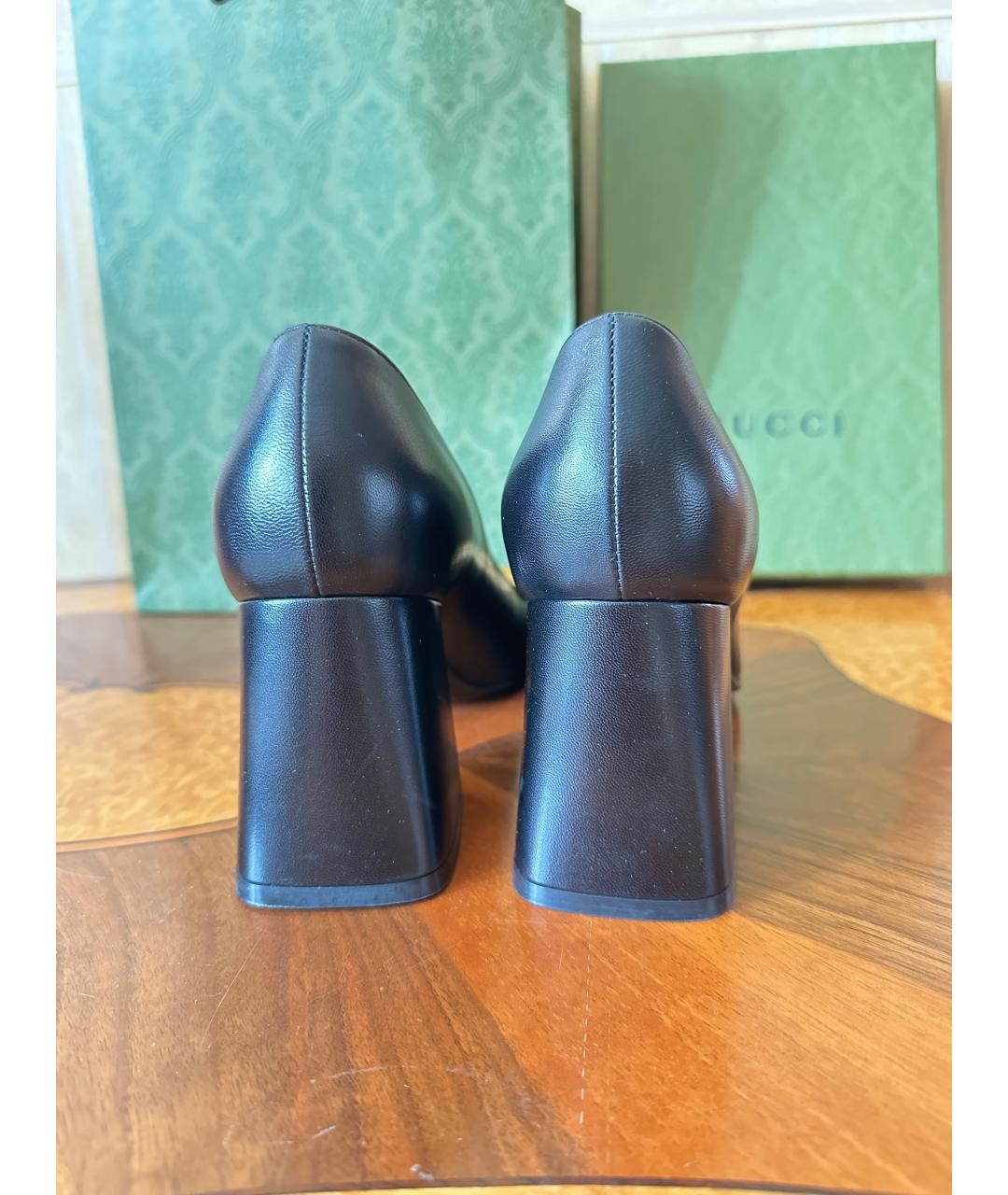 GUCCI Черные кожаные туфли, фото 4