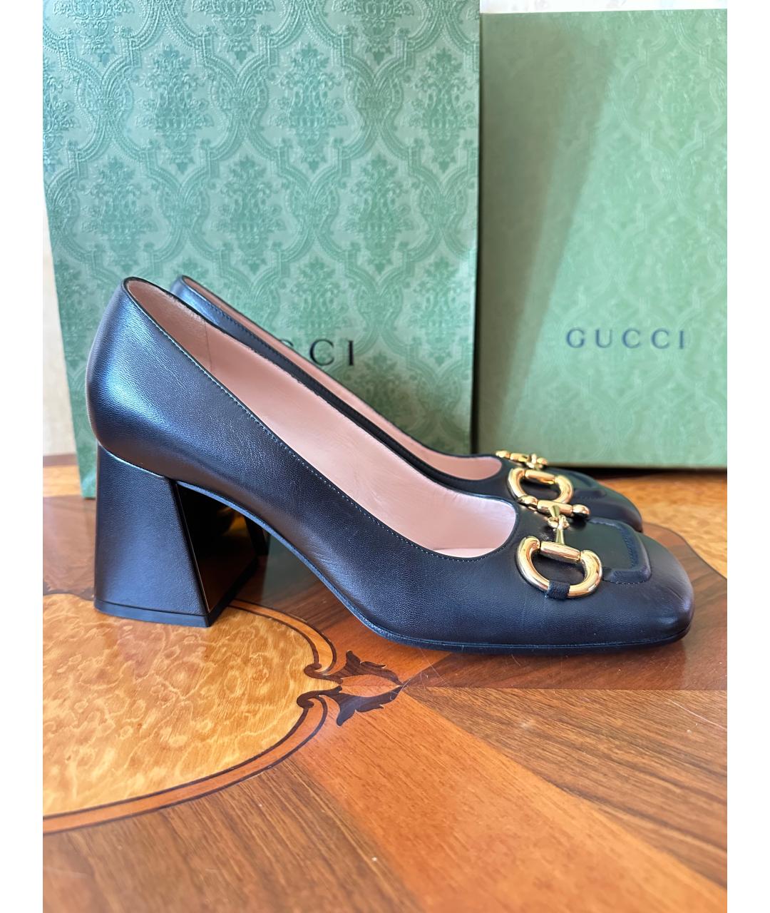 GUCCI Черные кожаные туфли, фото 10