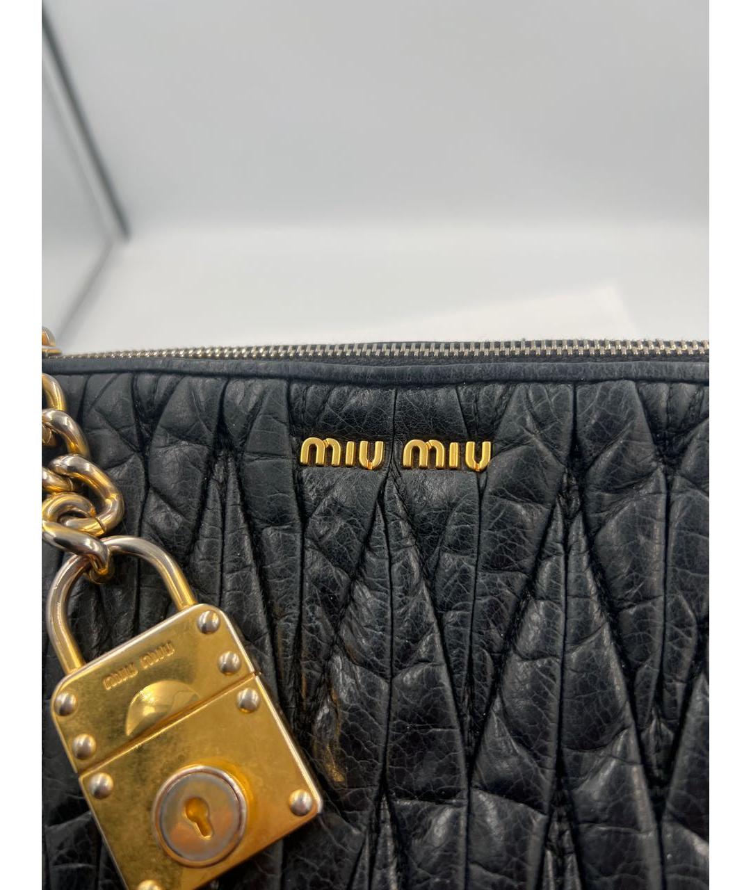MIU MIU Черная кожаная сумка с короткими ручками, фото 4
