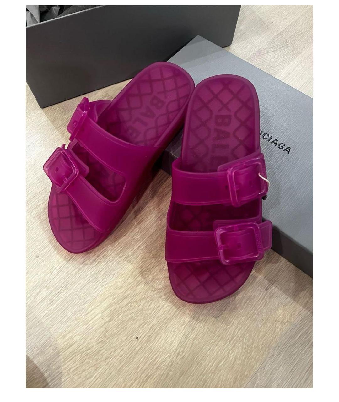 BALENCIAGA Розовые резиновые шлепанцы, фото 3
