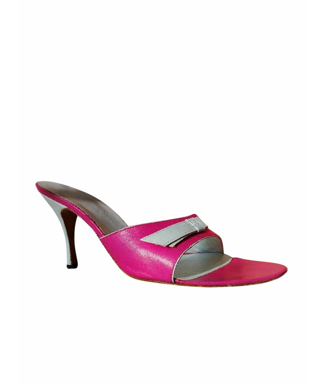 POLLINI Фуксия кожаные мюли, фото 1