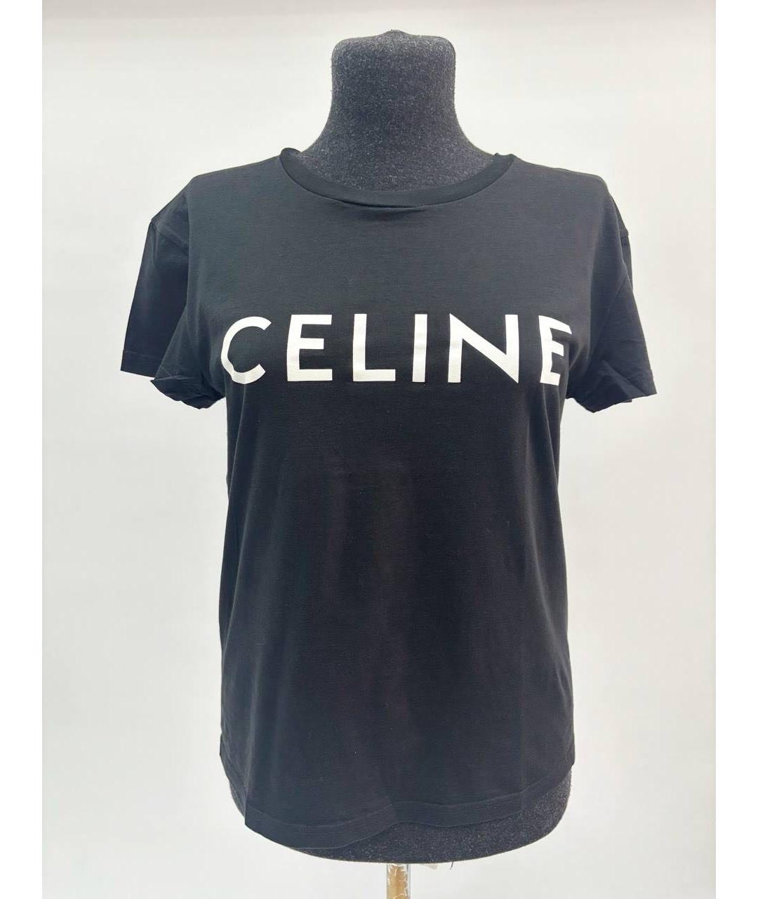 CELINE Черная хлопковая футболка, фото 6