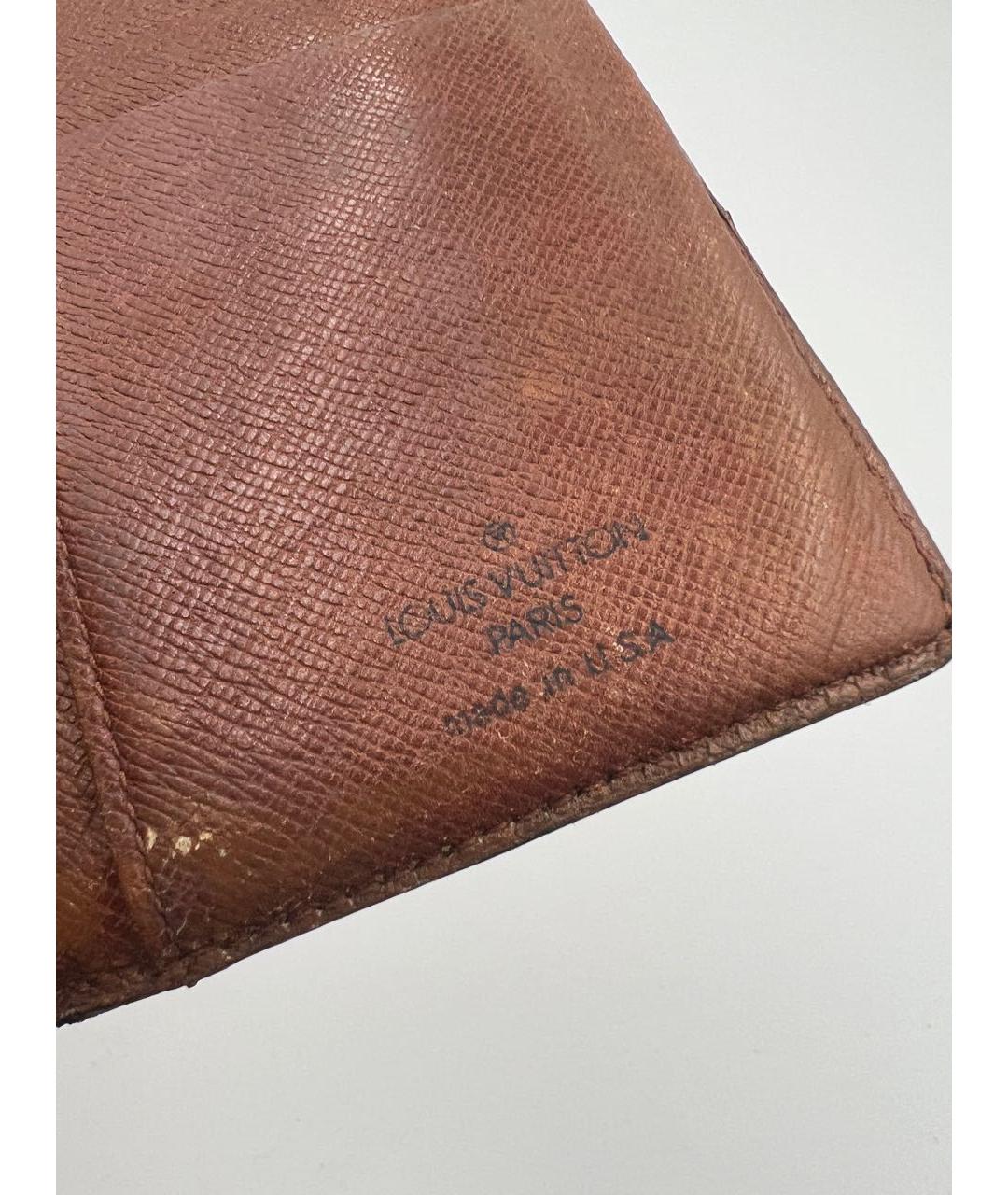 LOUIS VUITTON Коричневый кожаный кошелек, фото 4