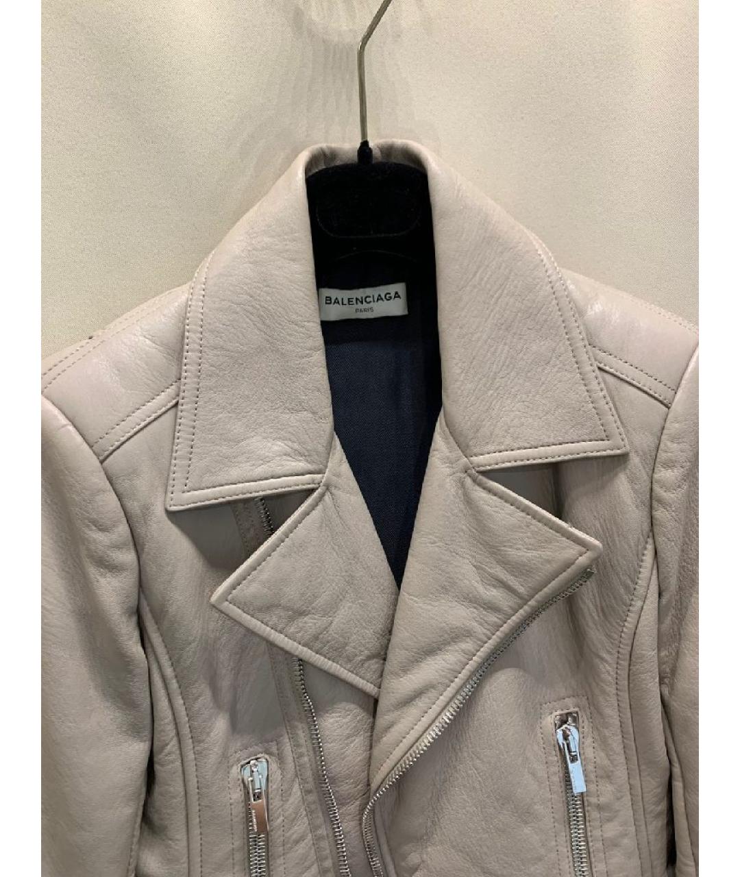 BALENCIAGA Бежевая кожаная куртка, фото 4