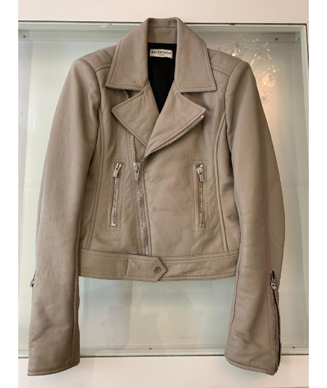 BALENCIAGA Бежевая кожаная куртка, фото 10