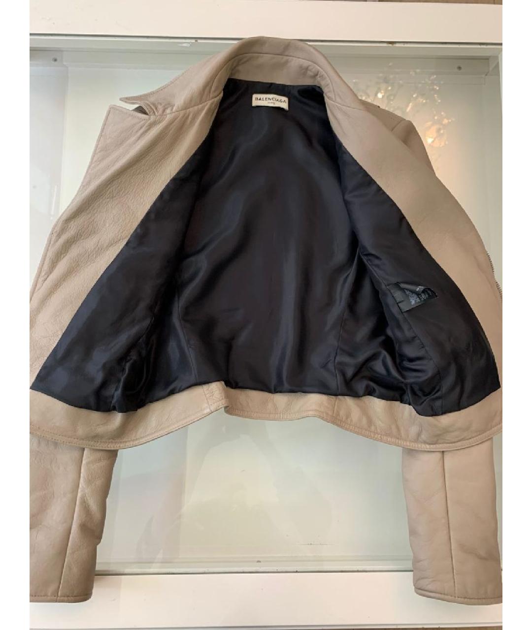 BALENCIAGA Бежевая кожаная куртка, фото 6