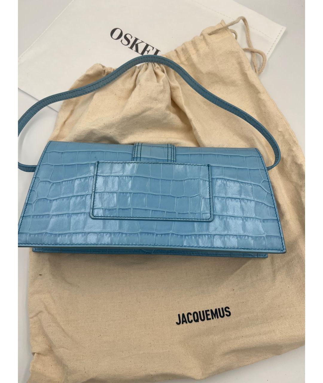 JACQUEMUS Голубая кожаная сумка с короткими ручками, фото 6