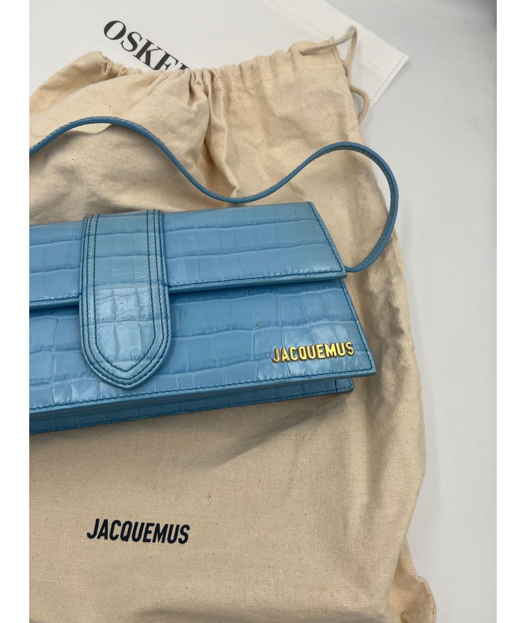 JACQUEMUS Голубая кожаная сумка с короткими ручками, фото 3