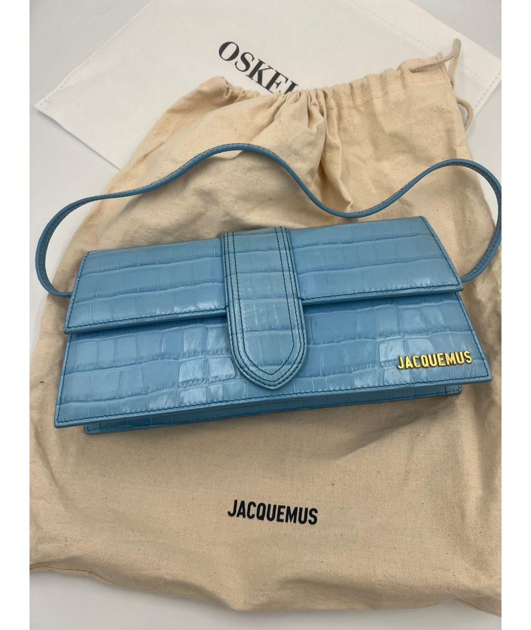 JACQUEMUS Голубая кожаная сумка с короткими ручками, фото 2