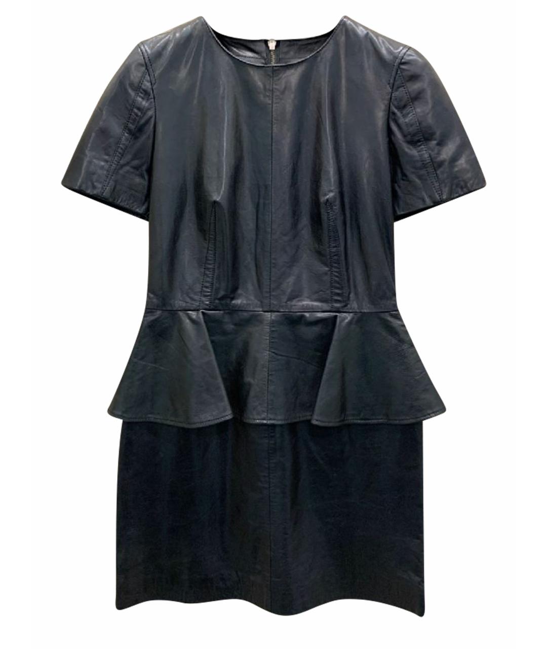 ALEXANDER MCQUEEN Черное кожаное повседневное платье, фото 1