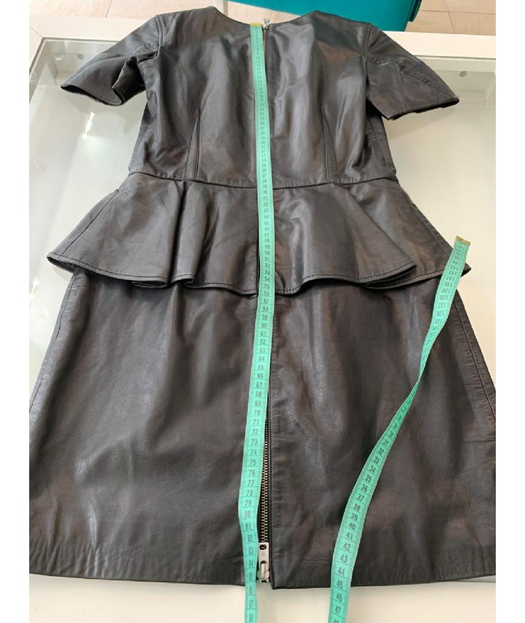 ALEXANDER MCQUEEN Черное кожаное повседневное платье, фото 9