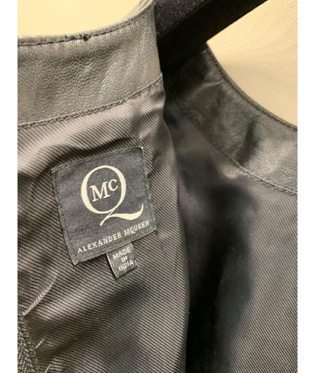 ALEXANDER MCQUEEN Черное кожаное повседневное платье, фото 3