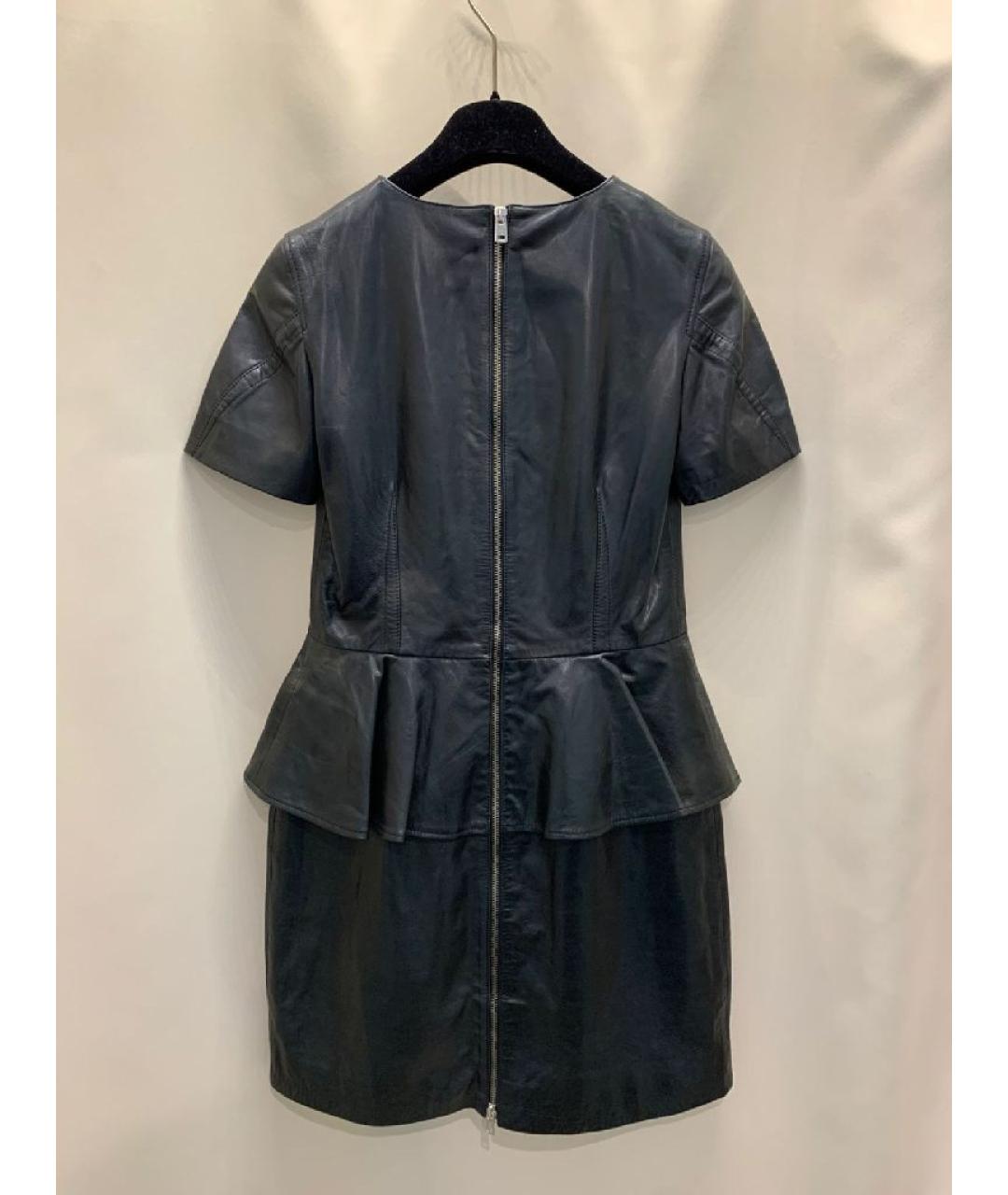 ALEXANDER MCQUEEN Черное кожаное повседневное платье, фото 2