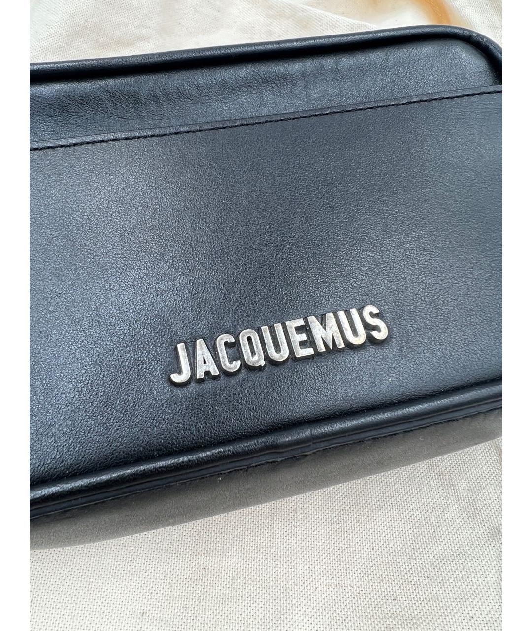 JACQUEMUS Черная кожаная сумка через плечо, фото 3