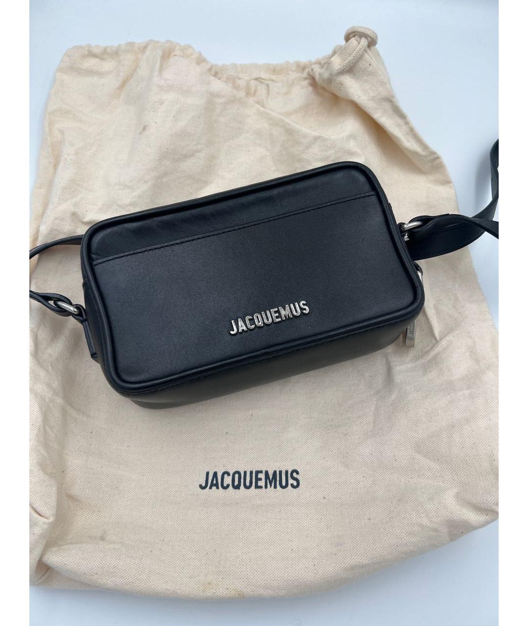 JACQUEMUS Черная кожаная сумка через плечо, фото 2
