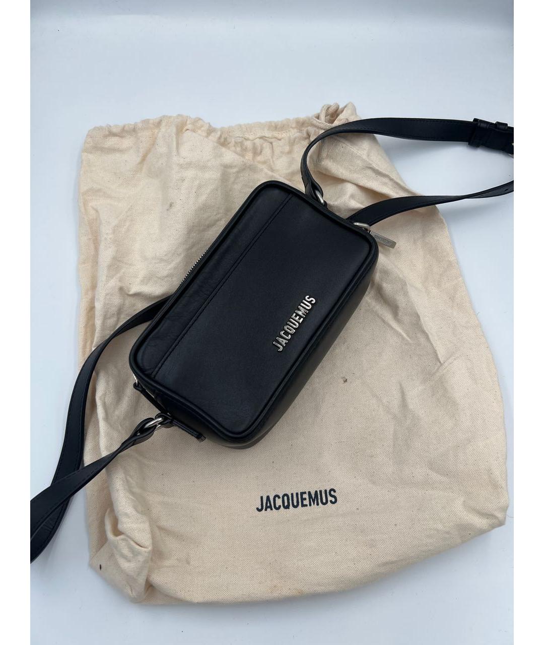 JACQUEMUS Черная кожаная сумка через плечо, фото 6