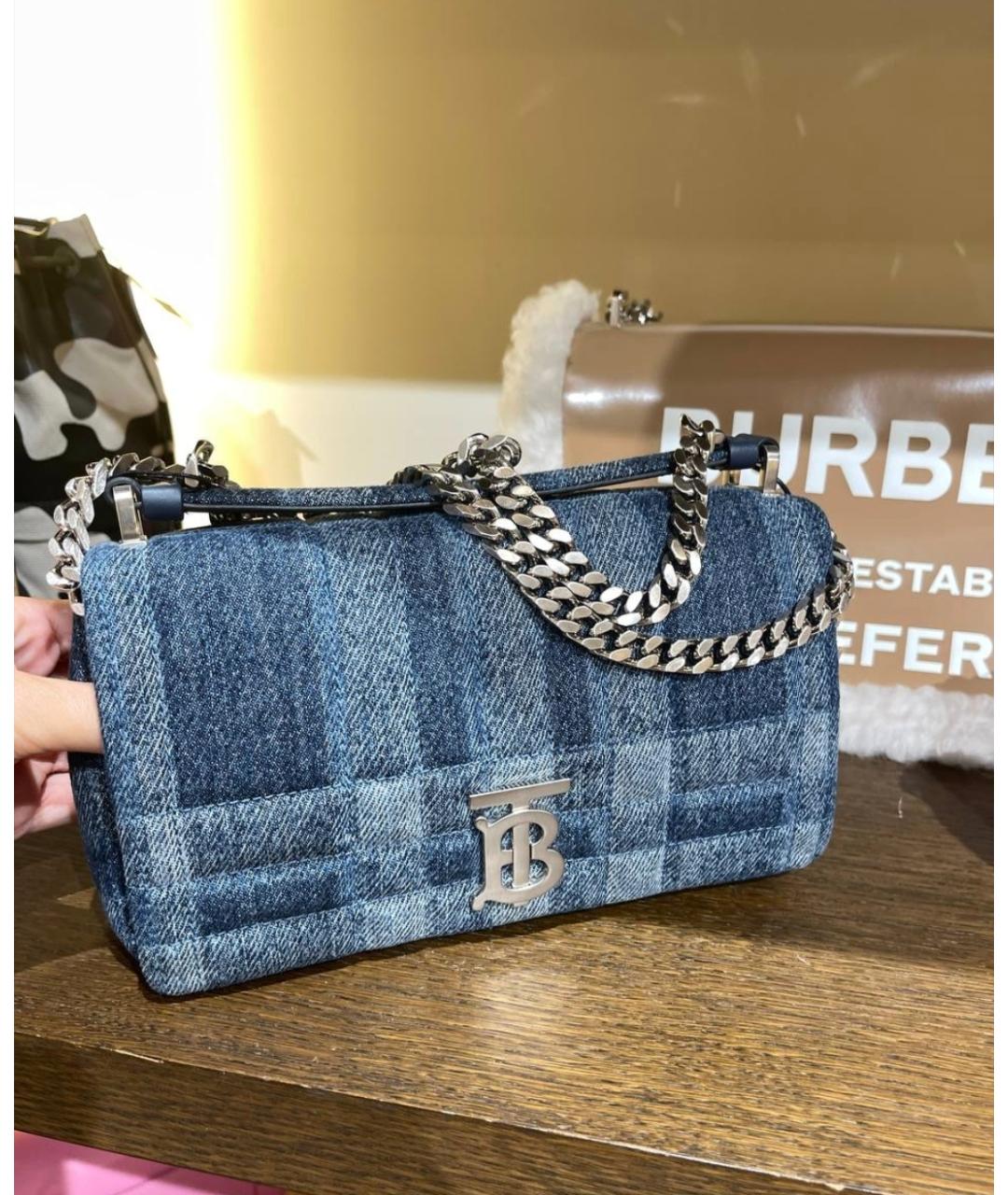 BURBERRY Голубая деним сумка через плечо, фото 2