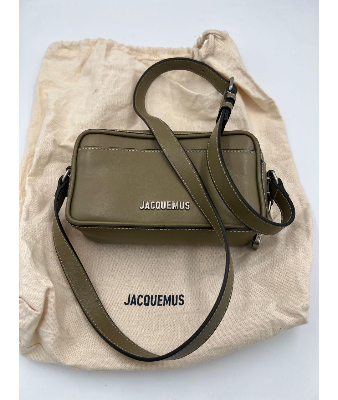 JACQUEMUS Хаки кожаная сумка через плечо, фото 2