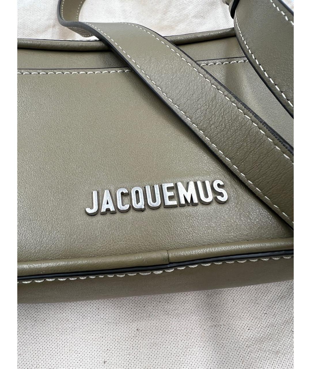 JACQUEMUS Хаки кожаная сумка через плечо, фото 3