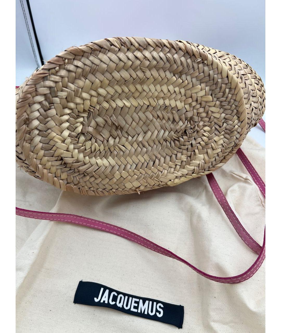 JACQUEMUS Розовая пелетеная пляжная сумка, фото 6