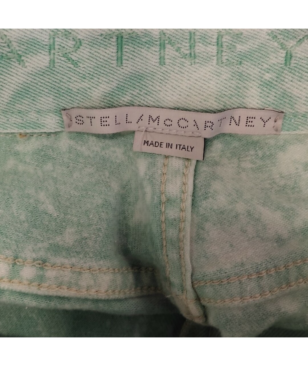 STELLA MCCARTNEY Салатовые хлопковые прямые джинсы, фото 3