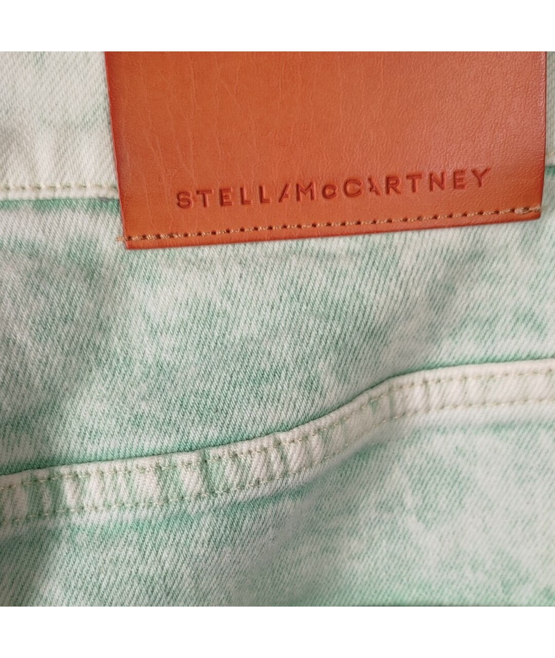 STELLA MCCARTNEY Салатовые хлопковые прямые джинсы, фото 4