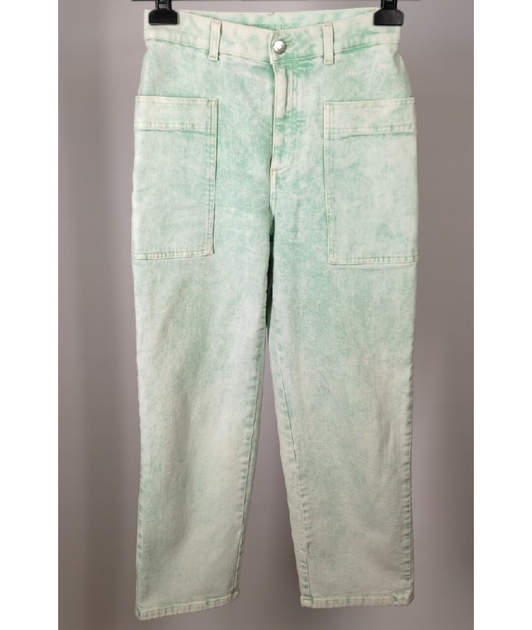 STELLA MCCARTNEY Салатовые хлопковые прямые джинсы, фото 8
