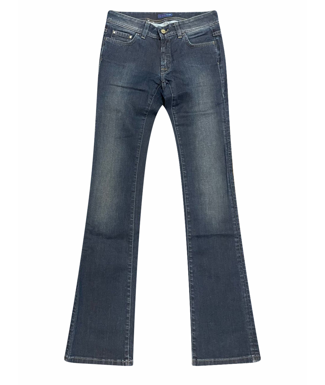 TRUSSARDI Темно-синие хлопко-эластановые джинсы клеш, фото 1