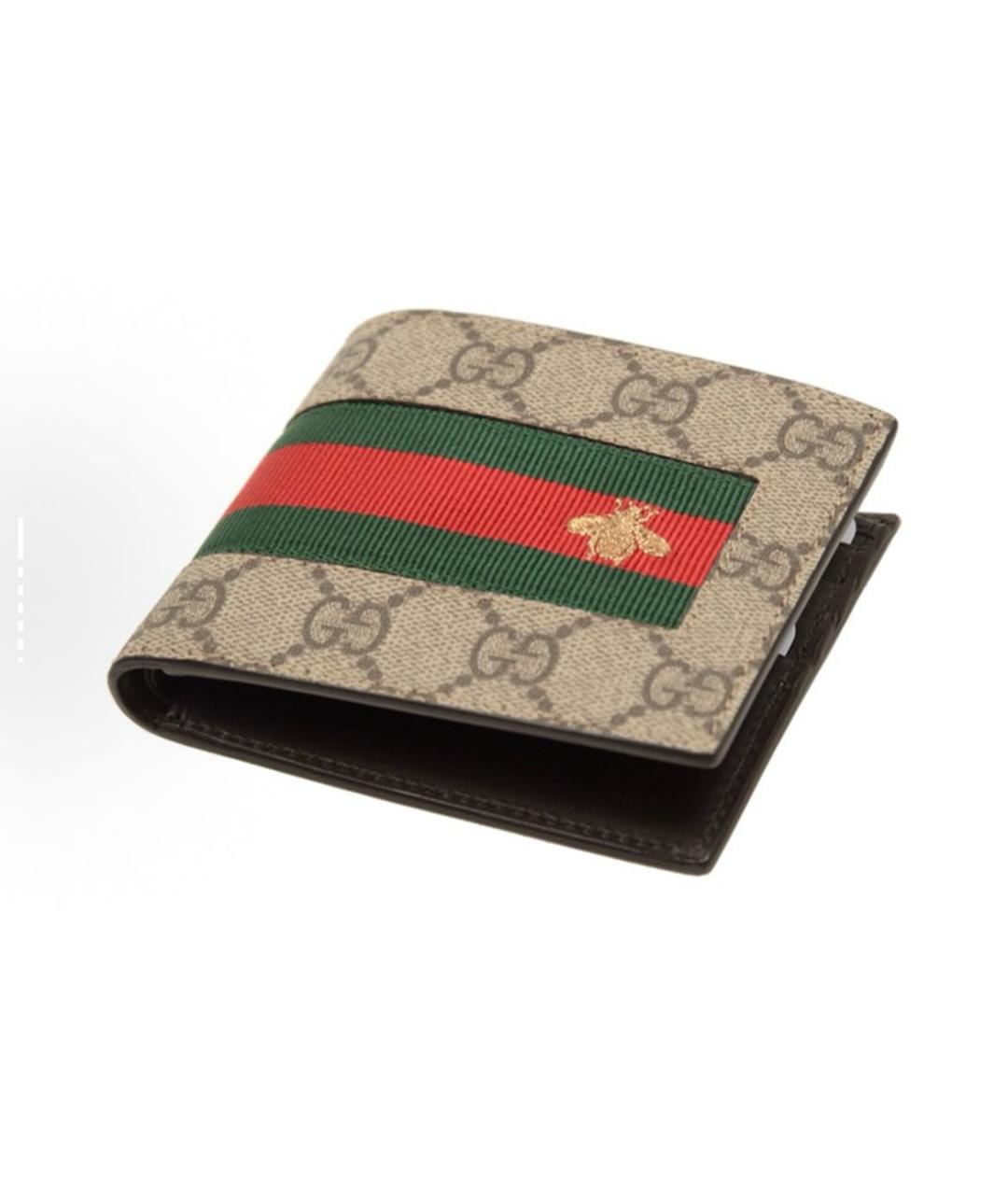 GUCCI Бежевый кожаный кошелек, фото 4