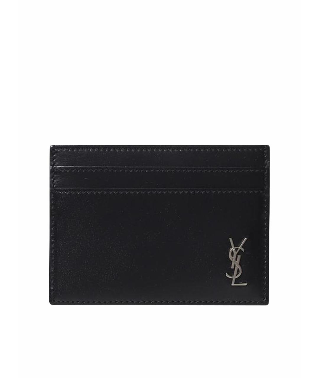 SAINT LAURENT Черный кожаный кардхолдер, фото 1