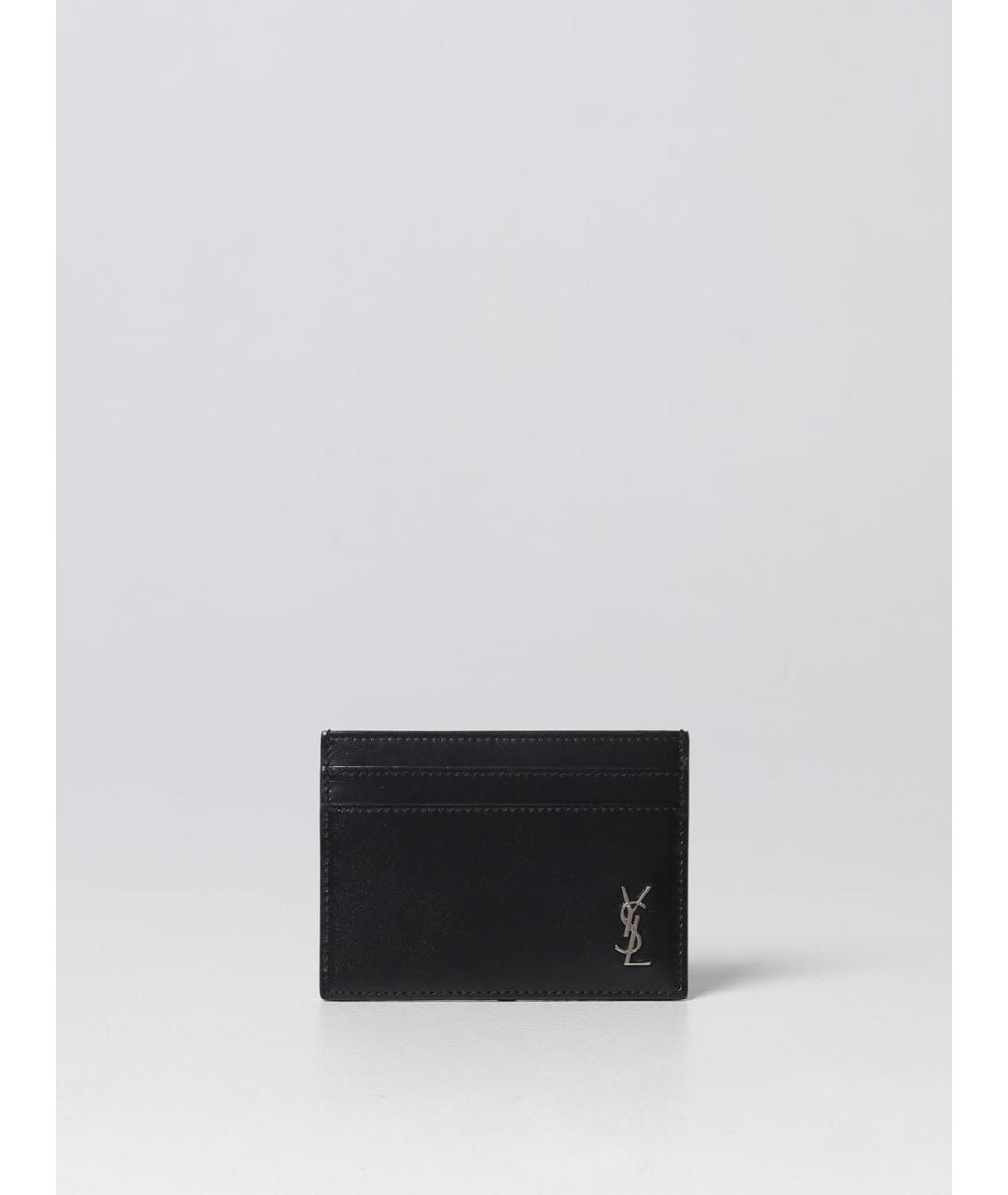 SAINT LAURENT Черный кожаный кардхолдер, фото 3