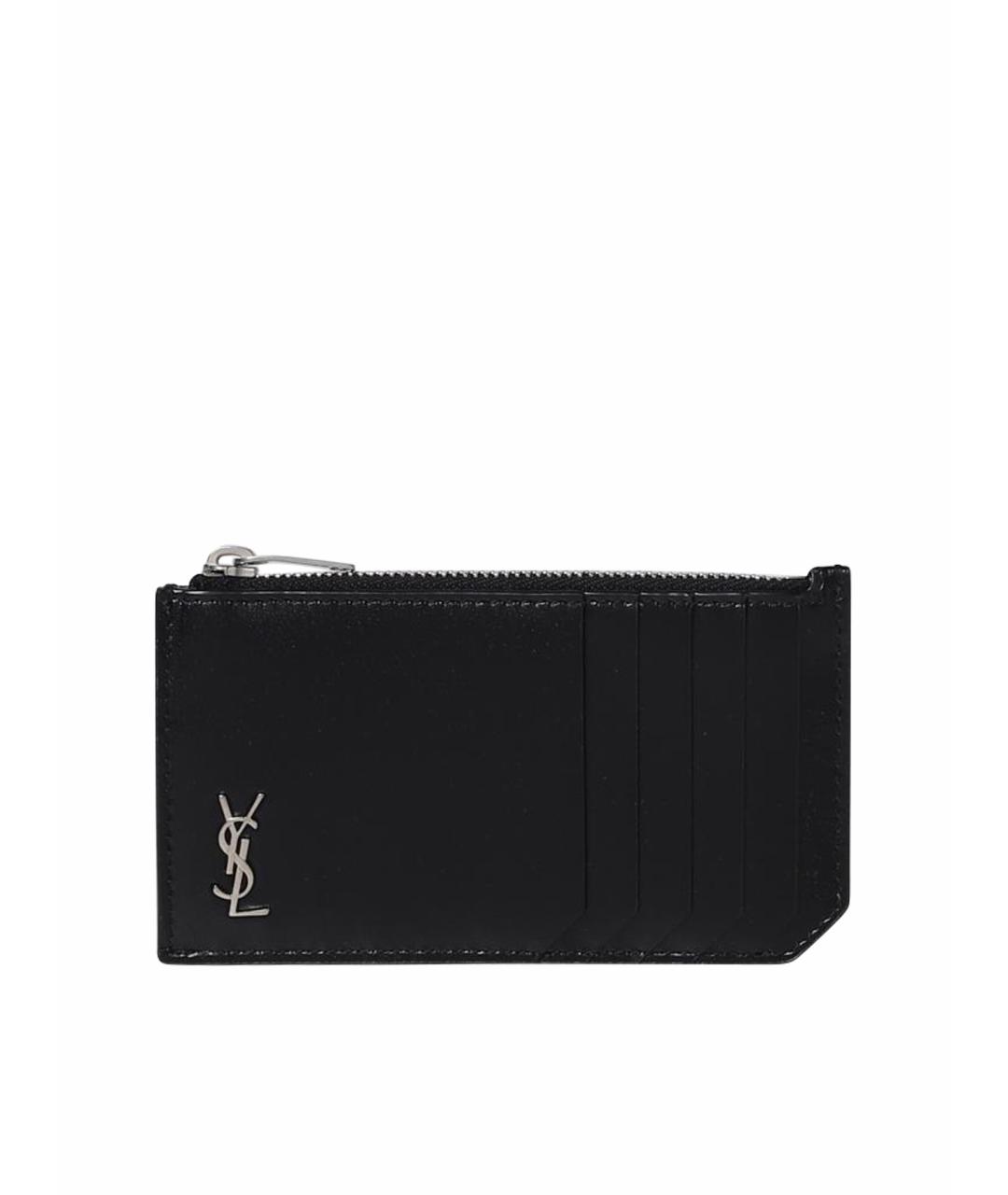 SAINT LAURENT Черный кожаный кардхолдер, фото 1