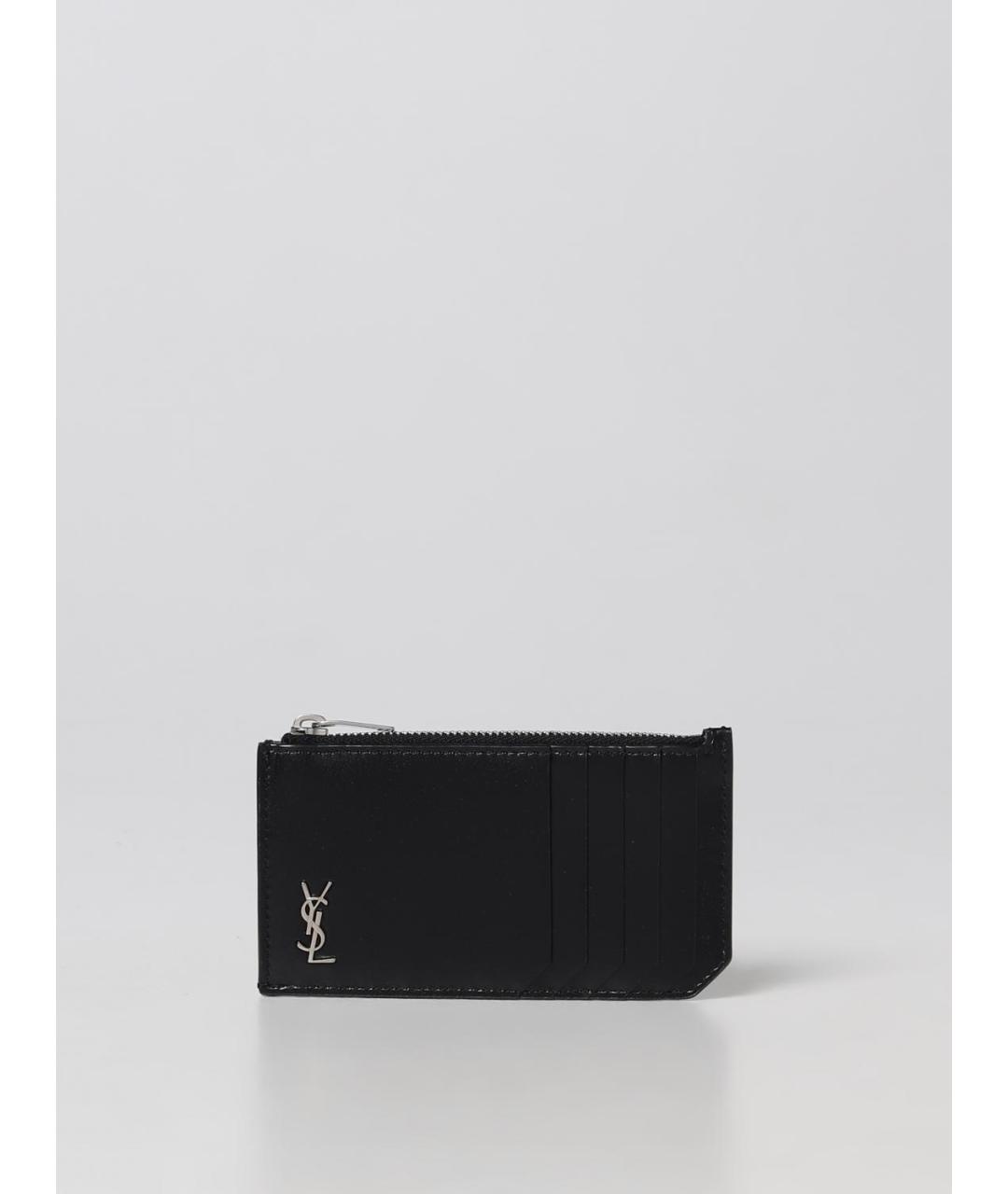 SAINT LAURENT Черный кожаный кардхолдер, фото 3