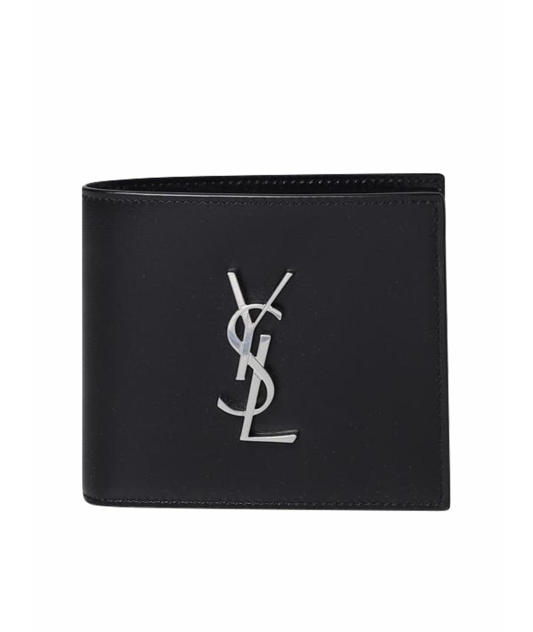 SAINT LAURENT Черный кожаный кошелек, фото 1