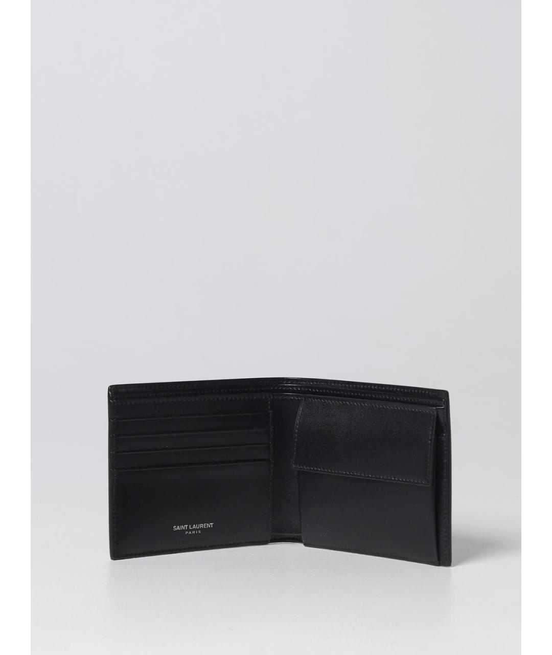 SAINT LAURENT Черный кожаный кошелек, фото 2