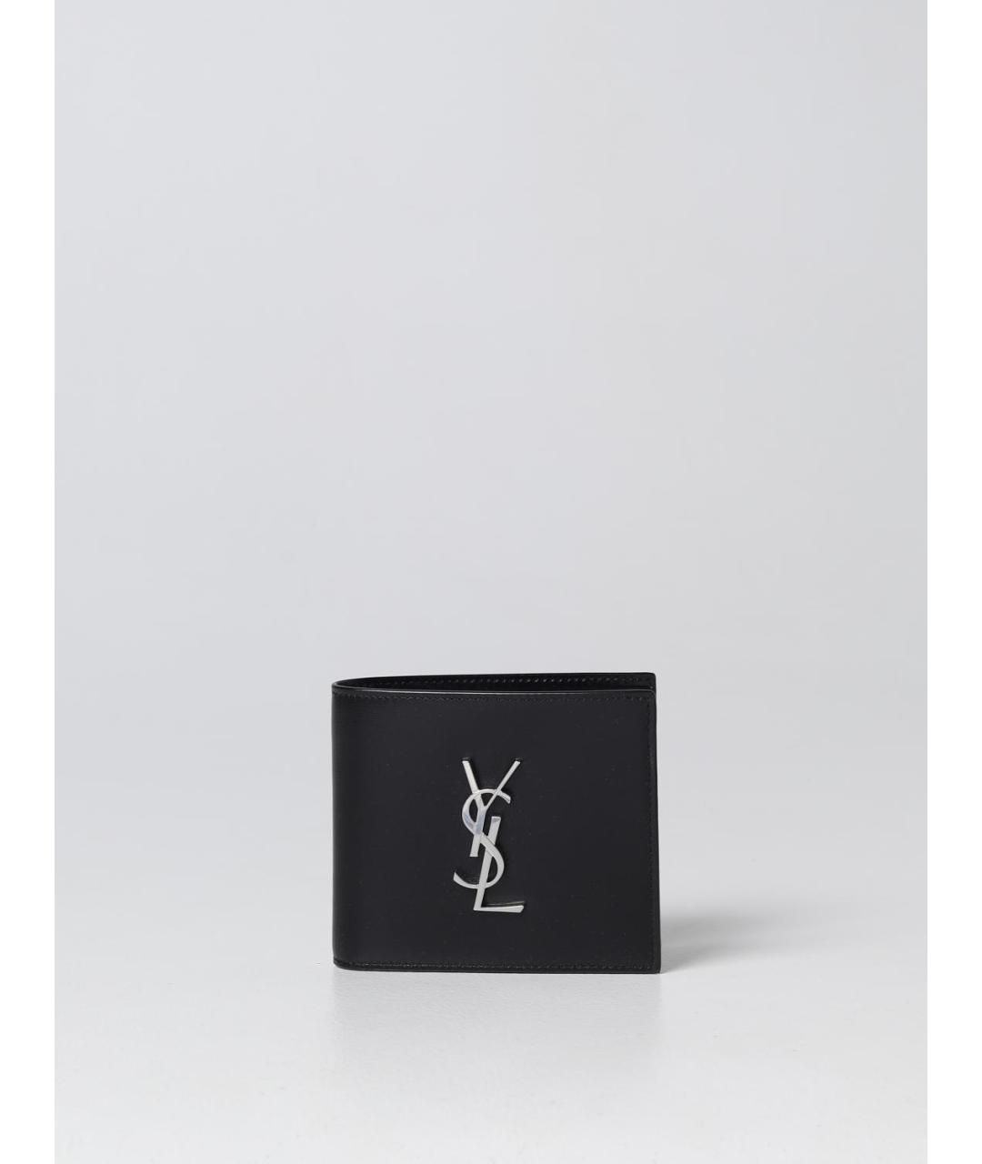SAINT LAURENT Черный кожаный кошелек, фото 4