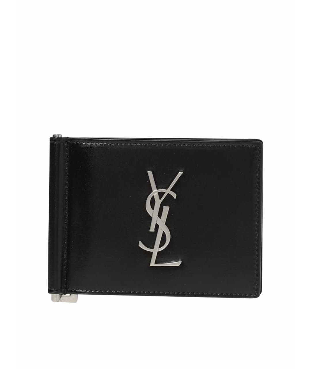 SAINT LAURENT Черный кожаный кардхолдер, фото 1