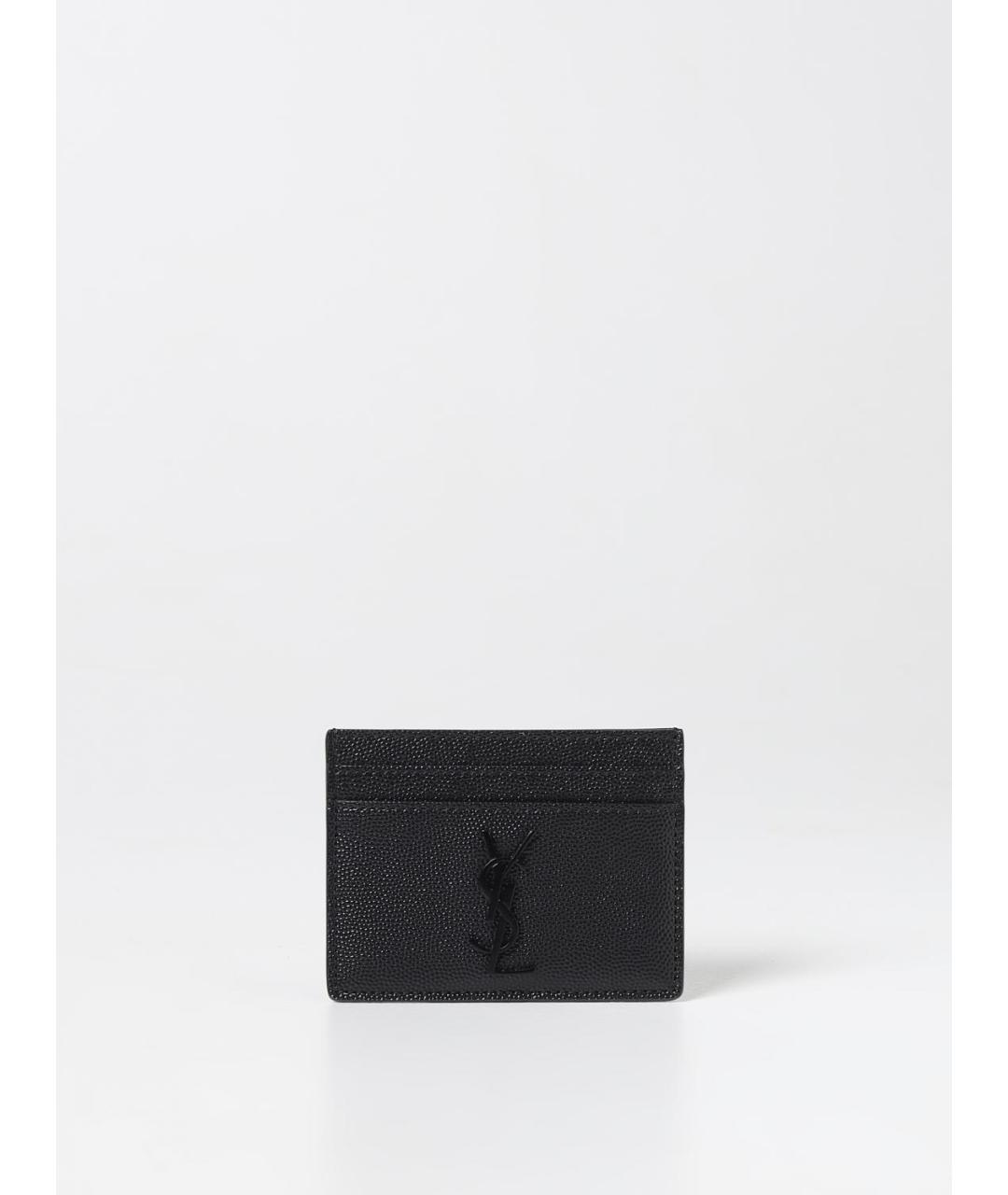 SAINT LAURENT Черный кожаный кардхолдер, фото 3