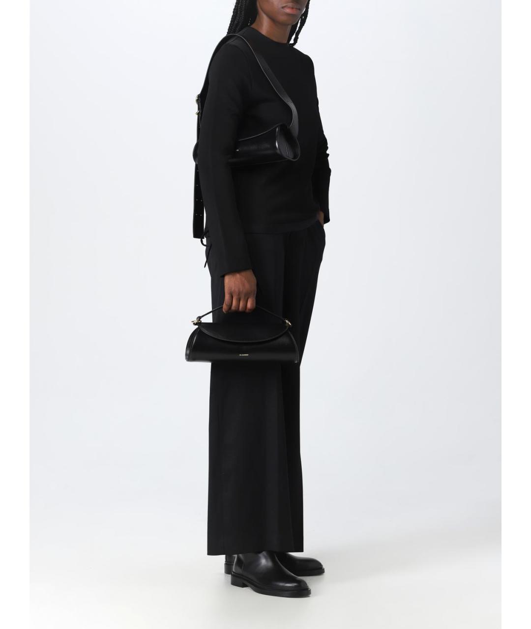 JIL SANDER Черная кожаная сумка через плечо, фото 2